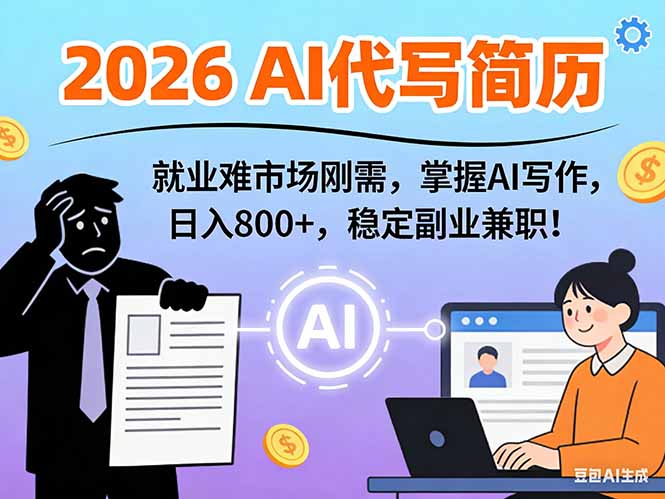 AI代写简历，超暴利，用万能模板月入1-3万实战教程，2026年市场刚需！-黑猫科技云网创