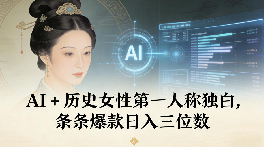 AI+历史女性第一人称独白，条条爆款日入三位数-黑猫科技云网创