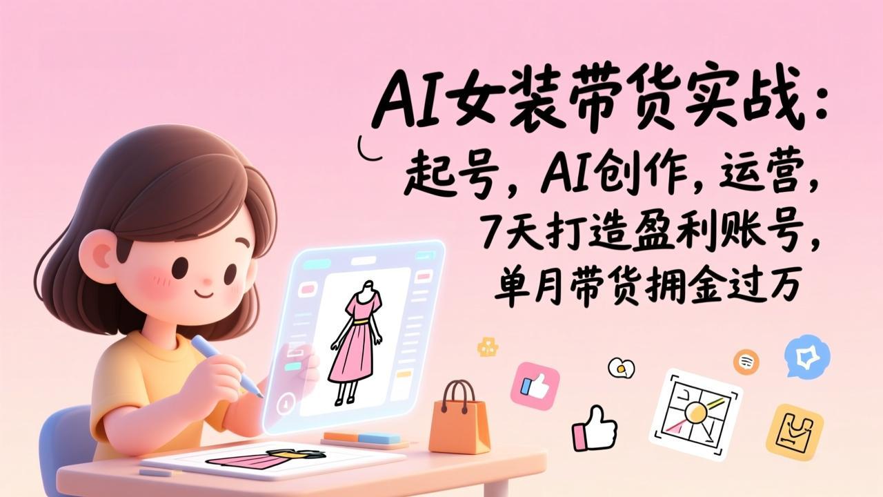 AI女装带货实战：起号，AI创作，运营，7天打造盈利账号，单月带货佣金过万-黑猫科技云网创