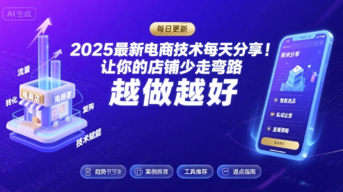 2025最新电商技术每天分享，让你的店铺少走弯路，越做越好(更新26年01月)-黑猫科技云网创