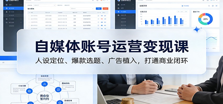 自媒体账号运营变现课：人设定位、爆款选题、广告植入，打通商业闭环-黑猫科技云网创