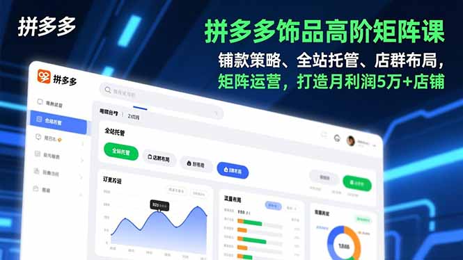 拼多多饰品高阶矩阵课，铺款策略、全站托管、店群布局，矩阵运营，打造月利润5万+店铺-黑猫科技云网创