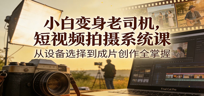 小白变身老司机，短视频拍摄系统课，从设备选择到成片创作全掌握-黑猫科技云网创