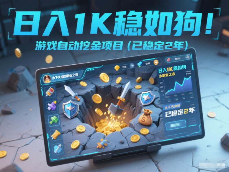 日入1K稳如狗！游戏自动挖金项目(已稳定2年)，永不失业的副业之选【揭秘】-黑猫科技云网创