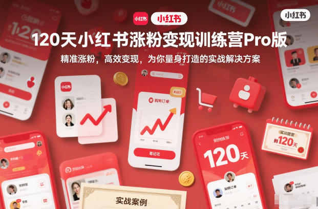 120天小红书涨粉变现训练营Pro版，精准涨粉，高效变现，为你量身打造的实战解决方案-黑猫科技云网创